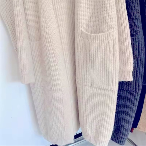 600. LAST 1!COST 🛑GORGEOUS Chunky Long Over Knee Rib Pocket Duster Cardigan Coat - Picture 2 of 2